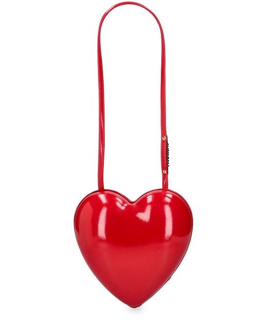 Moschino Red Schultertasche Aus Lackleder "heartbeat"