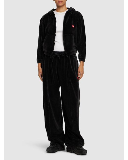 Sweat court zippé en coton à capuche avec logo Alexander Wang en coloris Black