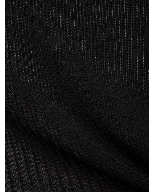 Petar Petrov Black Silk Rib Knit High Slit Long Skirt