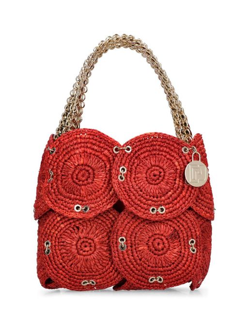 Rabanne Red Disc Raffia Handbag