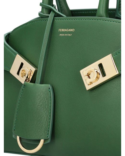Ferragamo Mini Hug レザートップハンドルバッグ Green