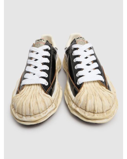 Maison Mihara Yasuhiro Black Blakey Wrinkled Leather Low Top Sneakers for men