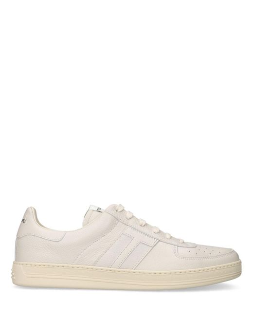 Tom Ford White Grain Leather Low Top Sneakers for men