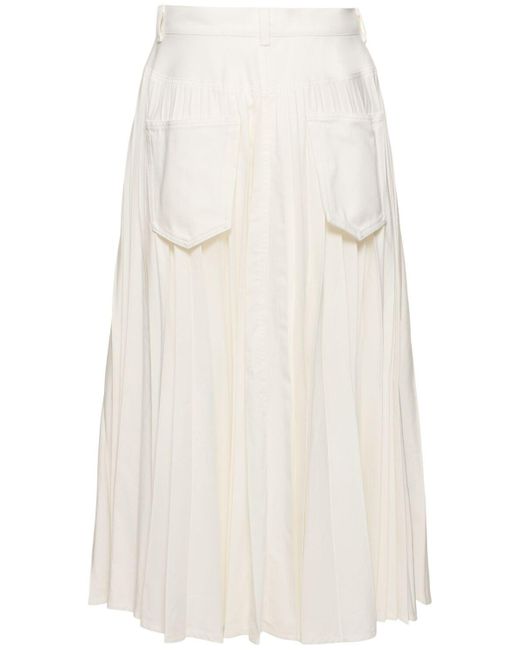 Denim pleated skirt di Sacai in White