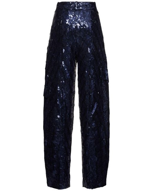 ROTATE BIRGER CHRISTENSEN Blue Cargohose Mit Pailletten