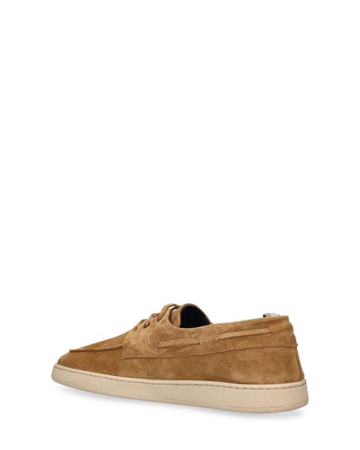 Officine Creative Brown Herbie Suede Leather Loafers for men