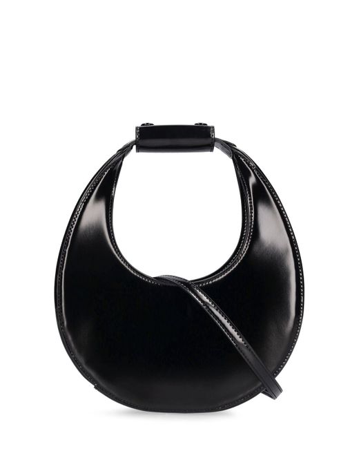 Staud Black Mini Moon Leather Top Handle Bag