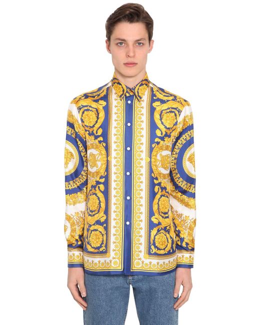 Versace Seidenhemd Mit Baroquedruck in Multicolor für Herren