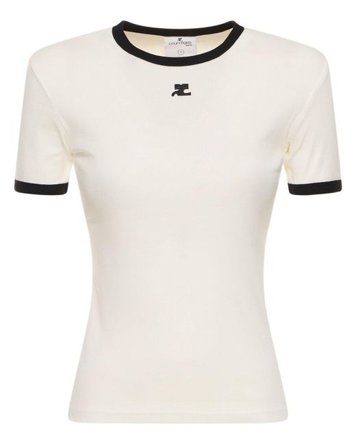T-shirt contrast Courreges en coloris White