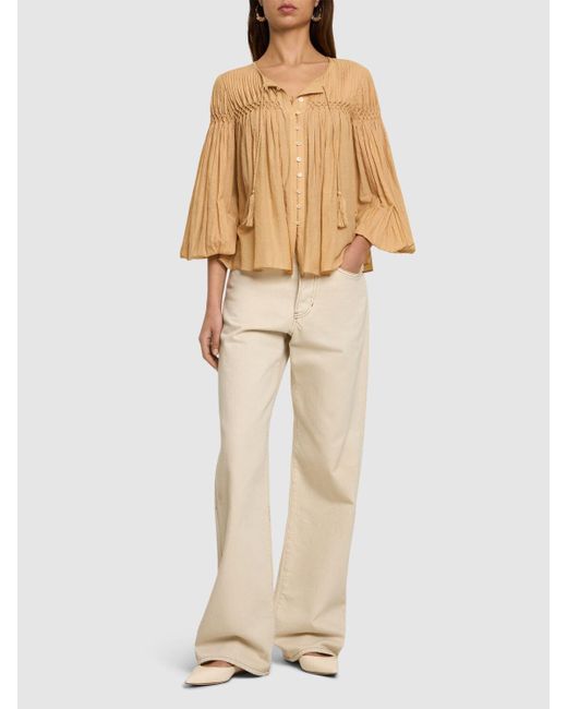 Isabel Marant Natural Abadi Buttoned Cotton Blend Shirt
