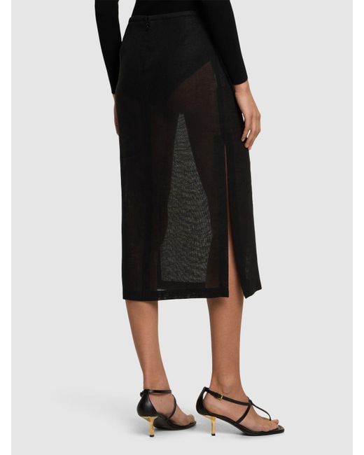 Michael Kors Gray Crepe Side Slit Midi Skirt