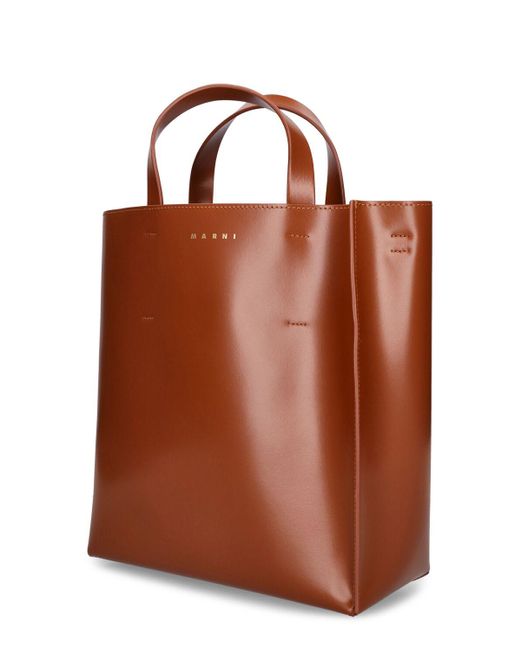 Petit sac cabas en cuir museo Marni en coloris Brown