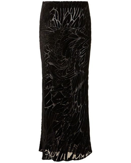 Roberto Cavalli Black Velvet Devoré Long Skirt