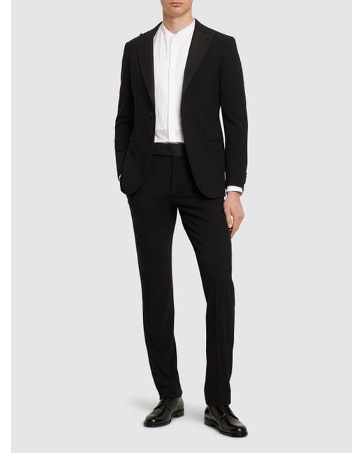 Giorgio Armani Black Wool Crepe Single Breast Suit for men