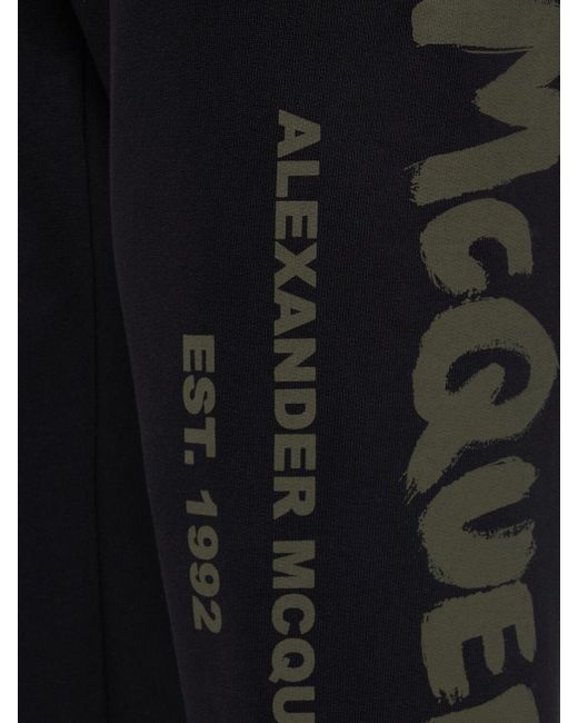 Alexander McQueen Blue Graffiti Logo Cotton Sweatpants for men