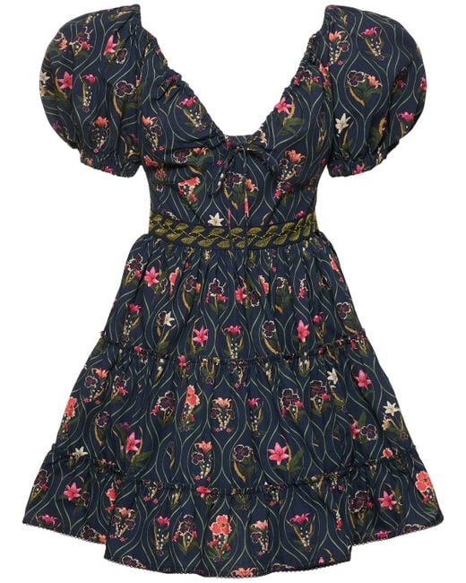 Agua Bendita Black Manzanilla Printed Cotton Mini Dress