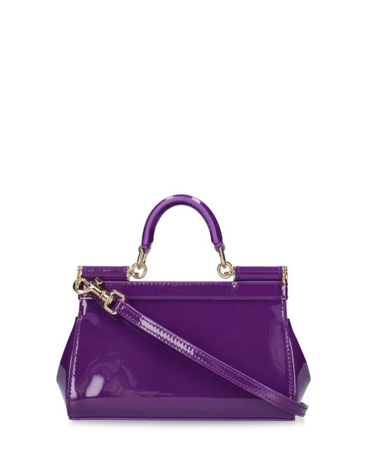 Dolce & Gabbana Purple Mini Sicily Patent Leather Top Handle