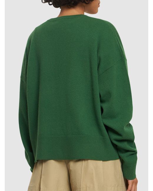 Extreme Cashmere Green Pullover Aus Kaschmirmix Mit V-ausschnitt "clash"