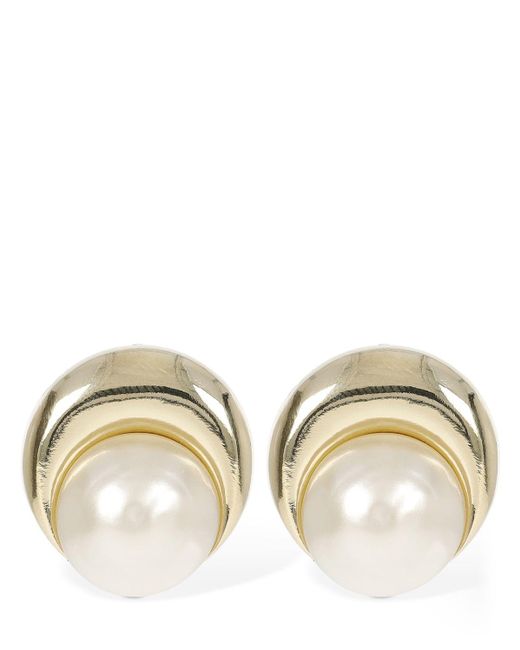 MARINE SERRE Metallic Imitation Pearl Moon Earrings