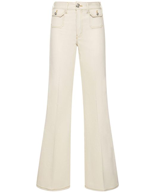 Giambattista Valli Natural Cotton Denim High Waisted Wide Jeans