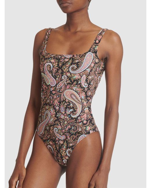 Etro Brown Printed Lycra One Piece Swimsuit