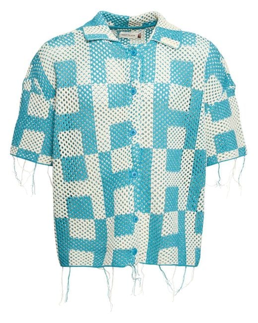 Honor The Gift Blue 's Crochet Short Sleeve Shirt
