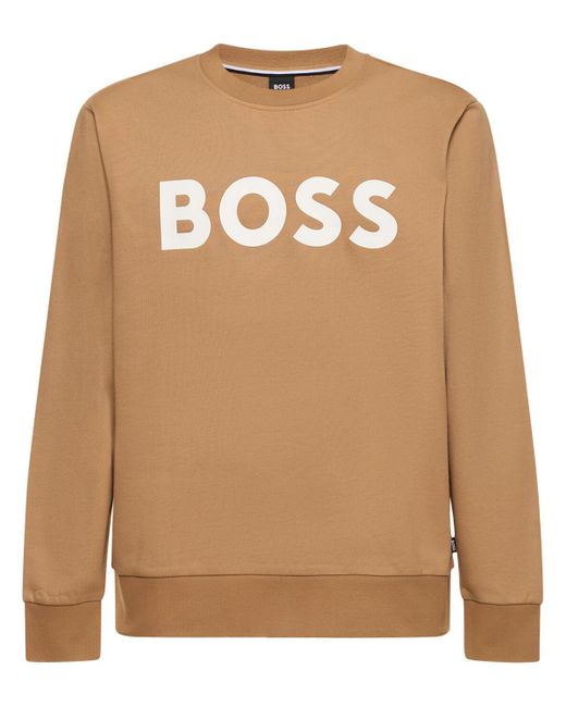 Boss Sweatshirt Aus Baumwolle Mit Logo in Brown für Herren