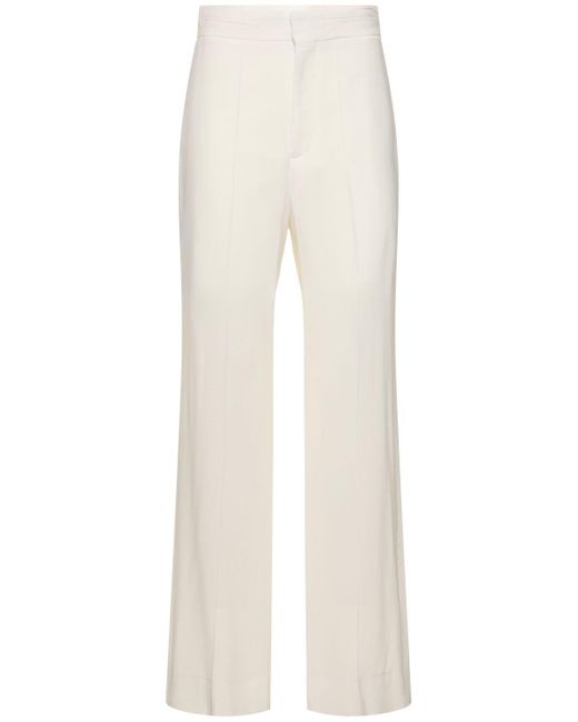 Victoria Beckham White Straight Viscose Blend Pants