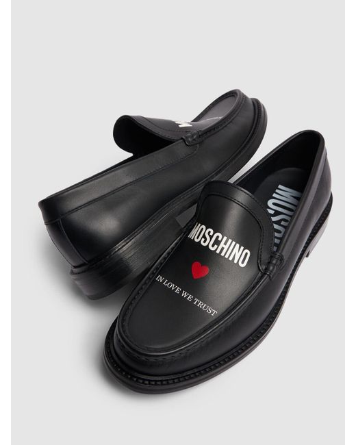 Moschino Leder-loafer "in Love We Trust" in Black für Herren