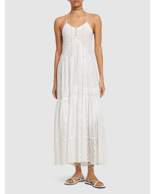 Isabel Marant White Sabba Cotton Maxi Dress W/ Embroidery