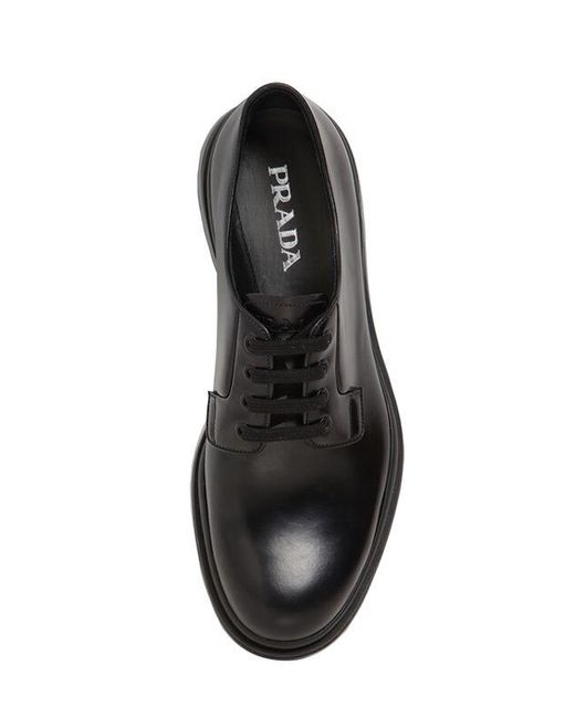 Prada Levitate Brushed Leather Derby Shoes in Nero (Black) for Men - Save  16% - Lyst