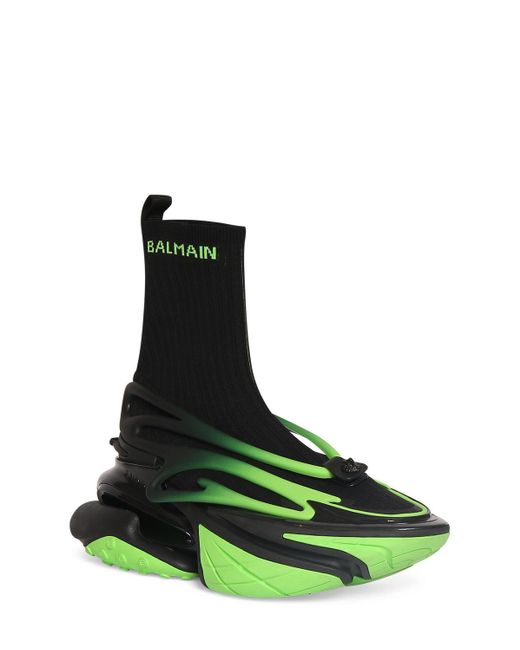 Balmain Green Unicorn High-top Sneakers for men