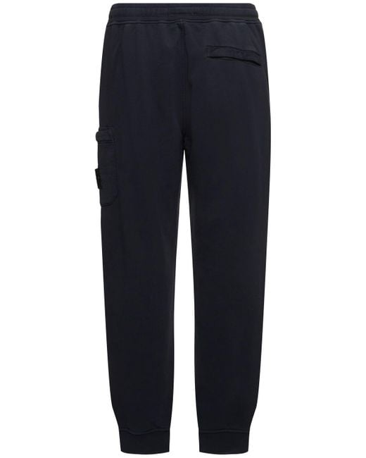 Stone Island Blue Cotton Logo Patch Sweatpants for men