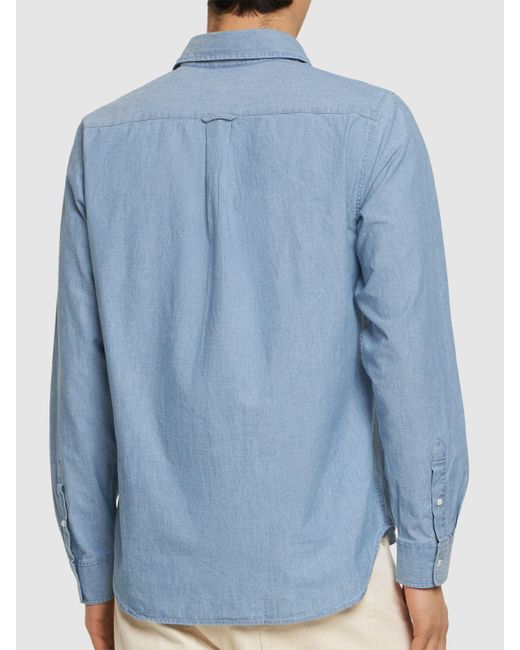 Camicia in cotone chambray di Maison Kitsuné in Blue da Uomo