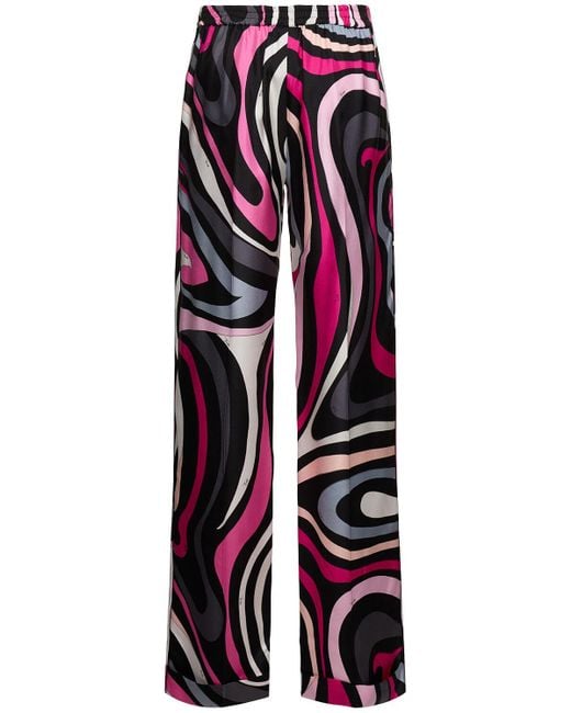 Emilio Pucci プリントシルクツイル ワイドパンツ White