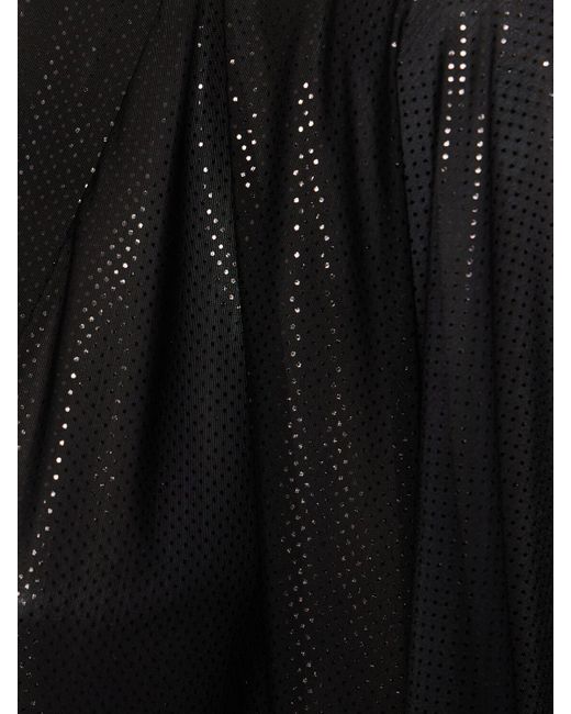 Balmain Black Shiny Jersey V-neck Mini Kaftan Dress