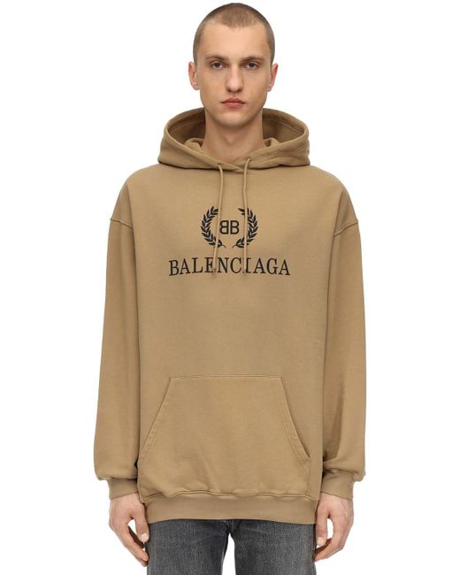 Balenciaga Kapuzenpullover mit Logo-Print in Natural für Herren