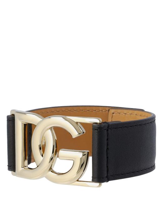 Dolce & Gabbana Metallic Dg Logo Leather Belt Bracelet for men