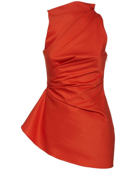 Alexander McQueen アシンメトリック ギャザートップ Red