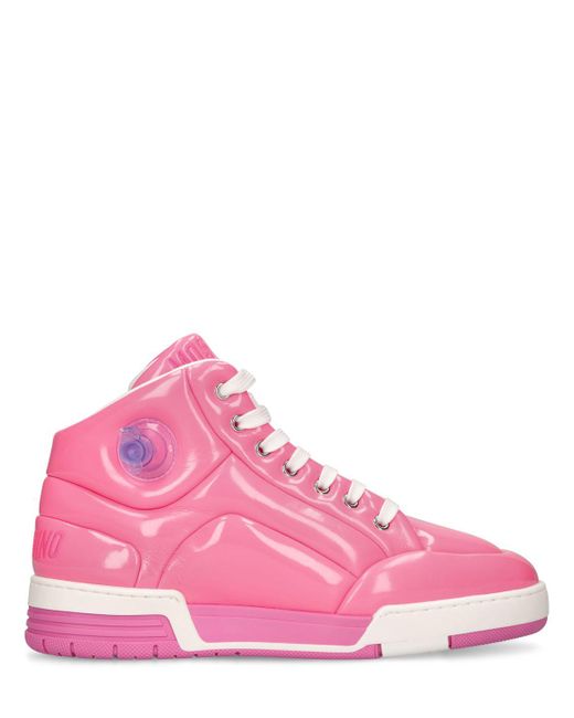 Moschino Pink 40mm Hohe Kunstlackleder-sneakers "inflatable"