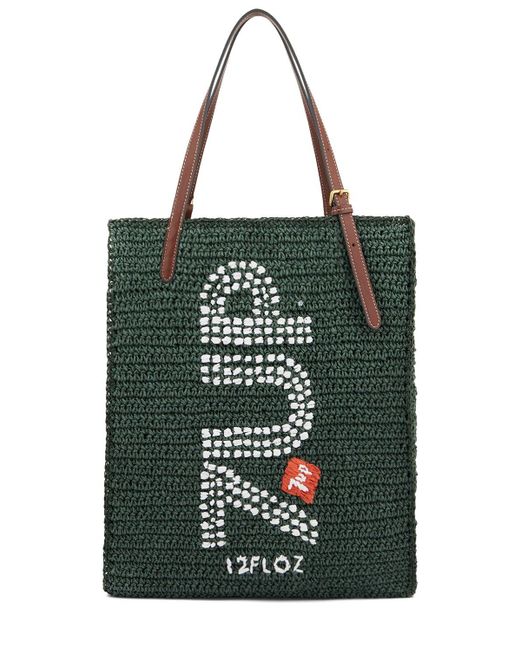Anya Hindmarch Green Anya Brands 7 Up Raffia Tote Bag