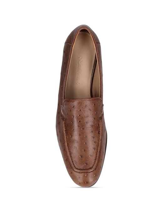 Max Mara Brown 10Mm Ostrich Print Leather Loafers