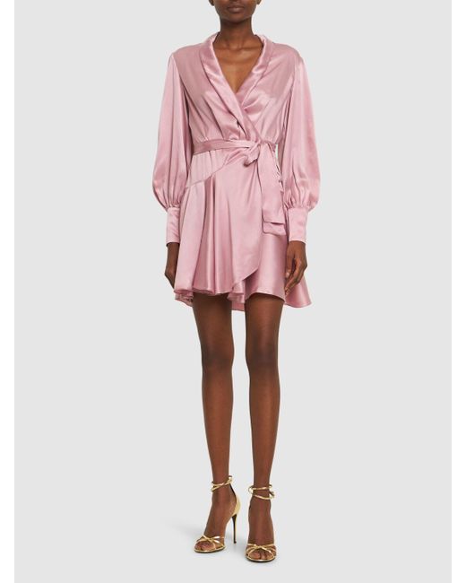 Zimmermann Pink Silk Mini Wrap Dress