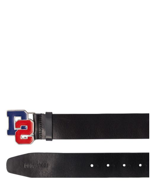 DSquared² White Logo Leather Belt for men