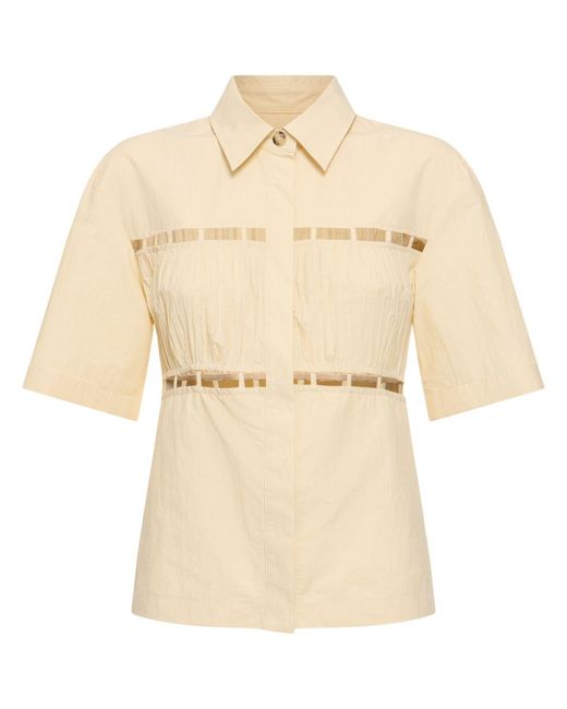 Nanushka Natural Satu Pleated Poplin Shirt