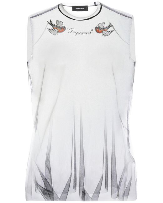 DSquared² White Cool Fit Sheer Tank Top for men