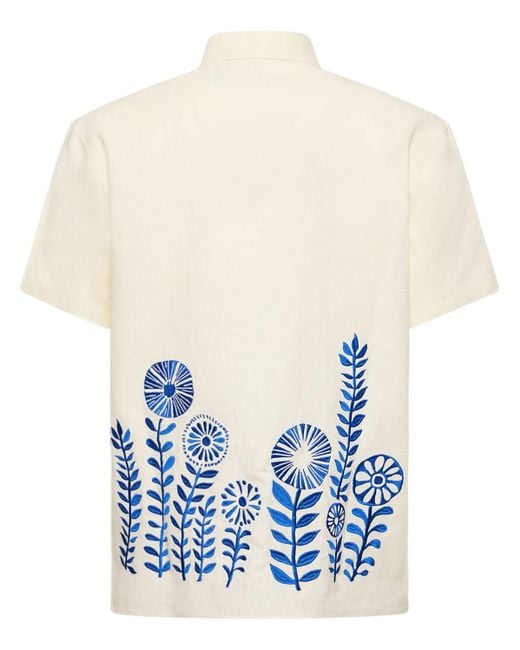 ANDERSSON BELL Besticktes Hemd Aus Leinen Und Baumwolle "may" in Blue für Herren