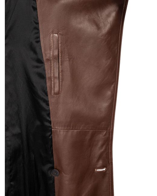 Saint Laurent Brown Leather Trench Coat for men