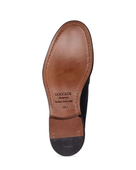 Doucal's Black Derby Leather Lace-Up Shoes for men