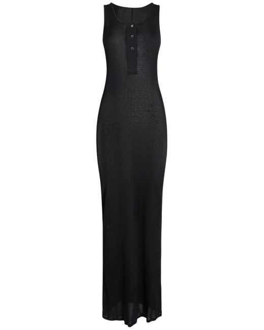 Robe debardeur longue en jersey de coton cotele Ami Paris en coloris Noir Lyst